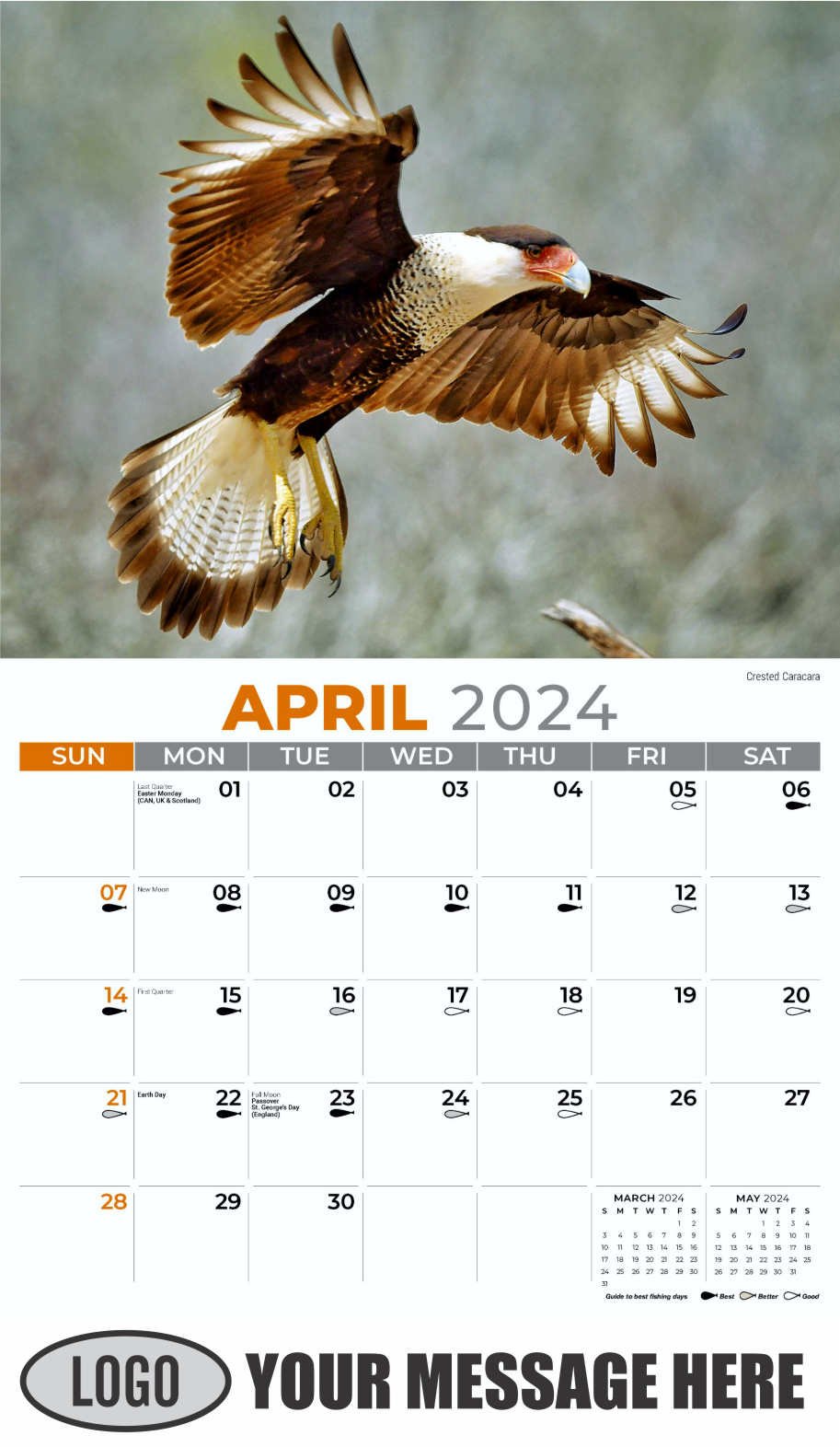 North American Wildlife 2024 Business Promo Wall Calendar - April
