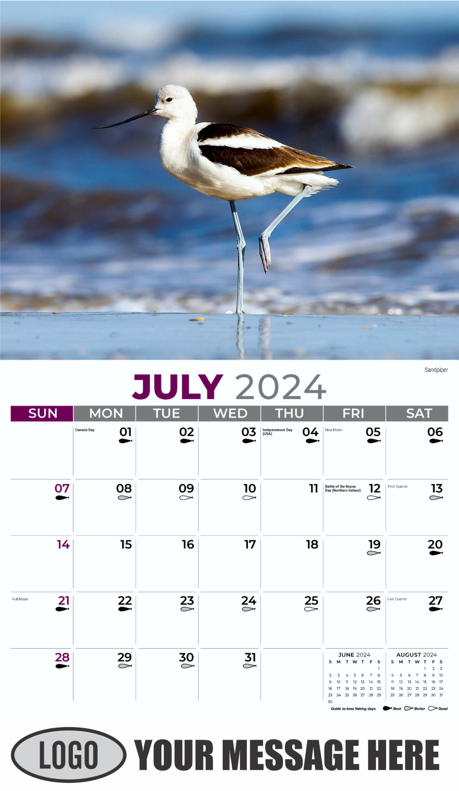 North American Wildlife 2024 Business Promo Wall Calendar - July