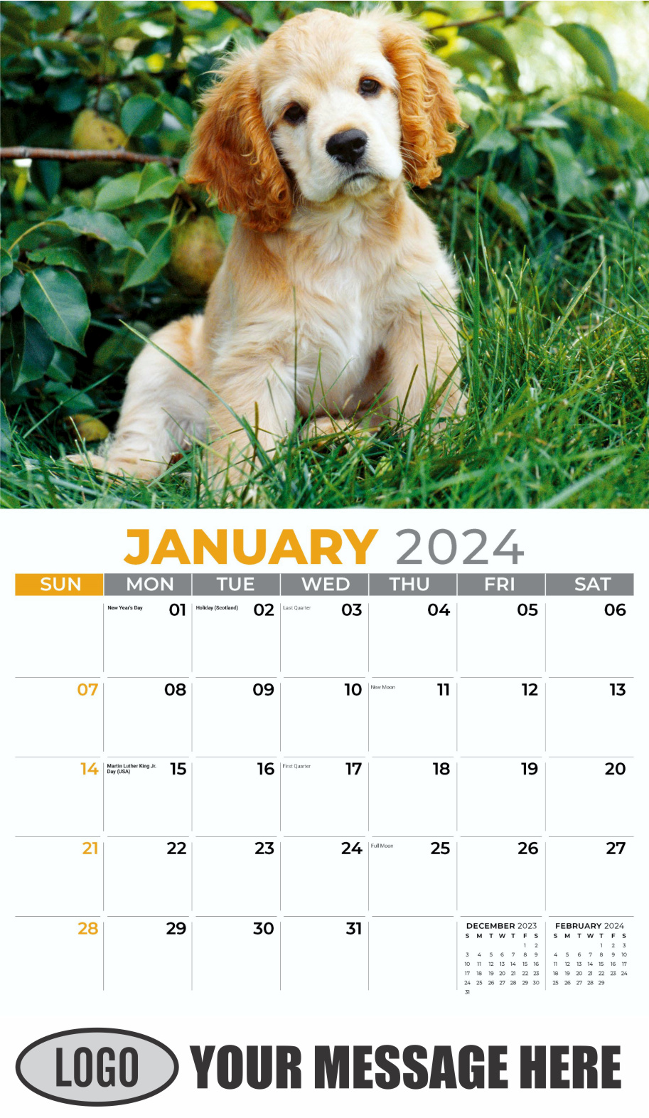 Pets 2024 Business Advertising Wall Calendar - January