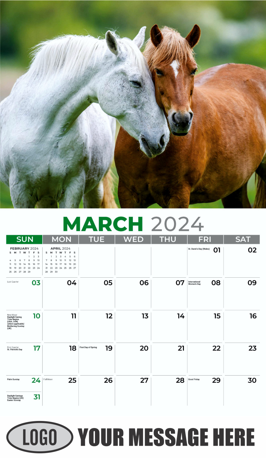 Pets 2024 Business Advertising Wall Calendar - March