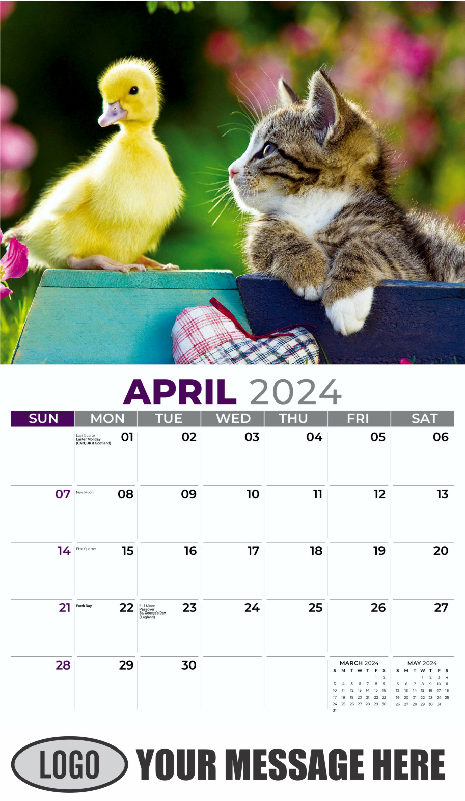 Pets 2024 Business Advertising Wall Calendar - April