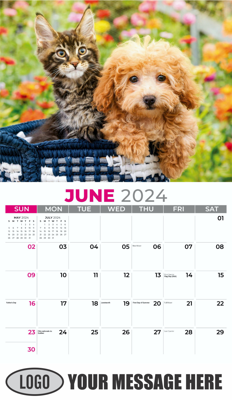 Pets 2024 Business Advertising Wall Calendar - June