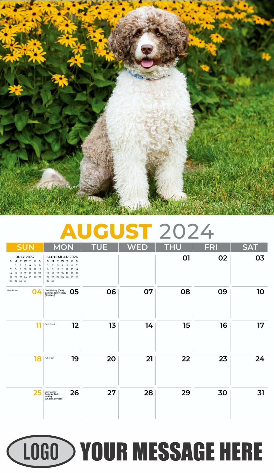 Pets 2024 Business Advertising Wall Calendar - August