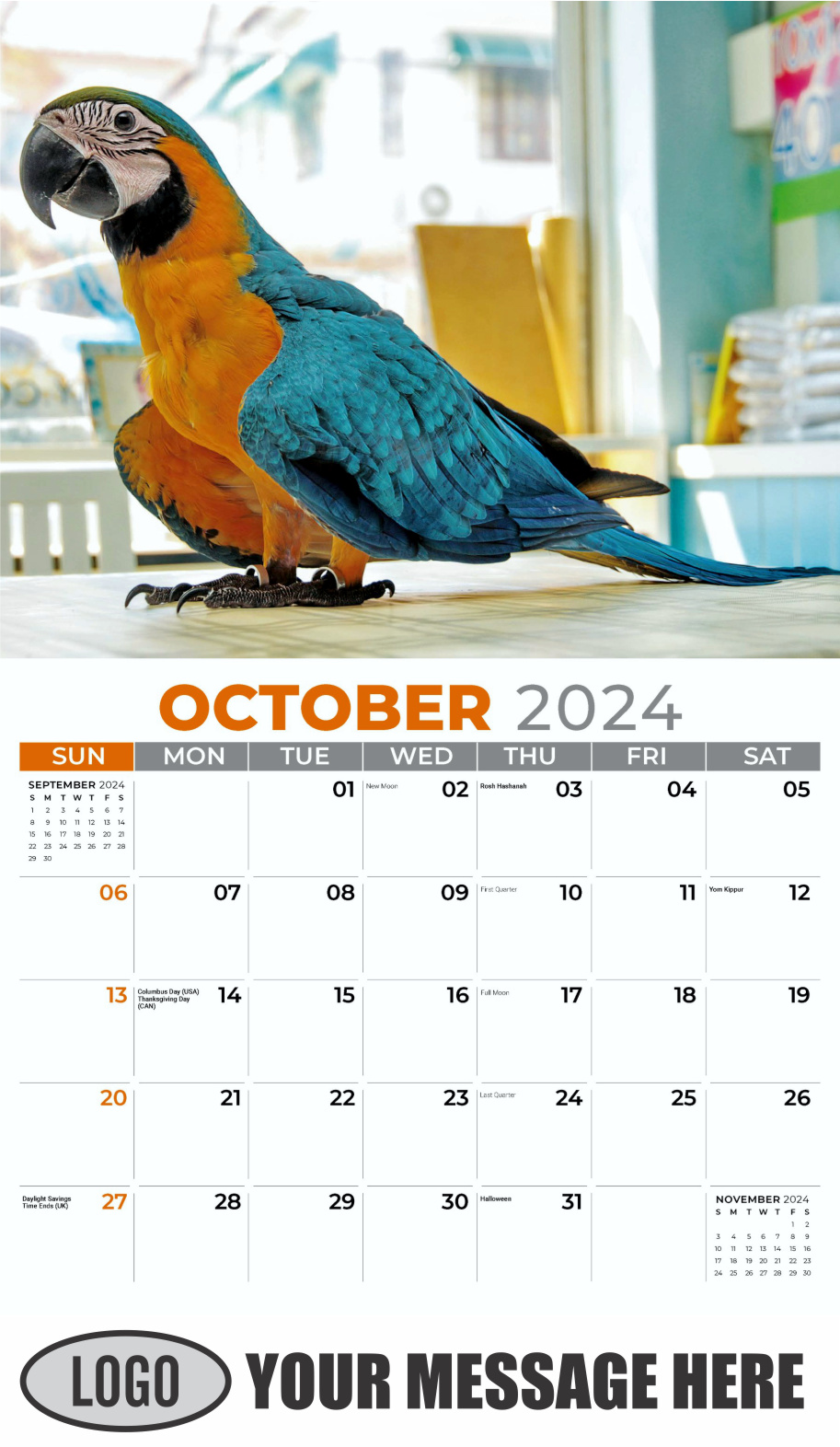 Pets 2024 Business Advertising Wall Calendar - October