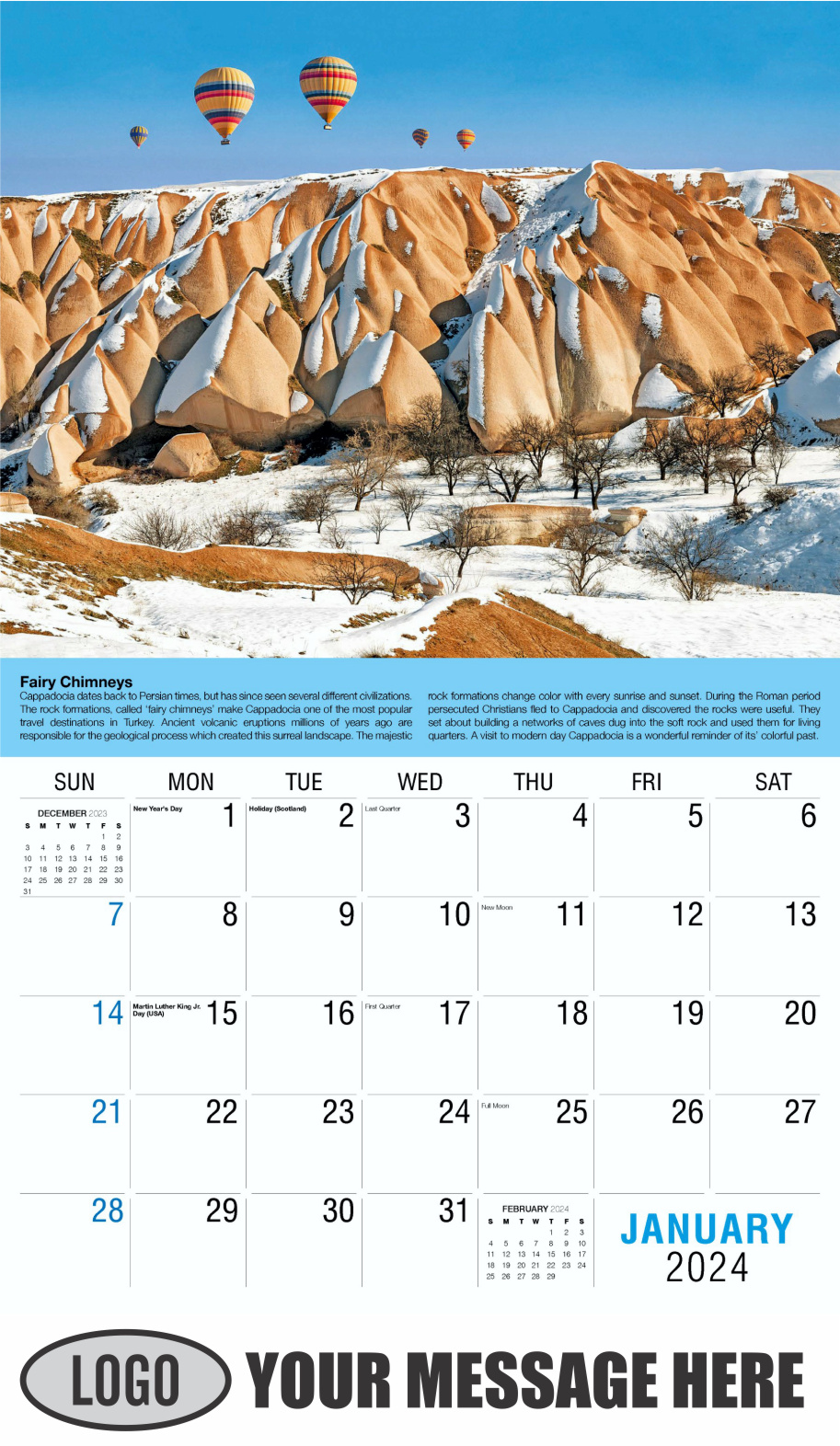 Planet Earth 2024 Business Promotional Wall Calendar - January