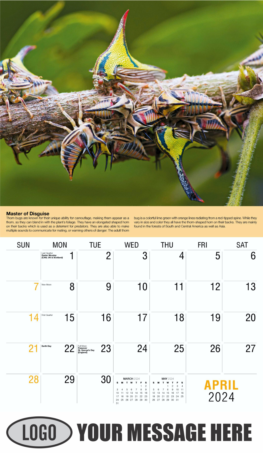 Planet Earth 2024 Business Promotional Wall Calendar - April