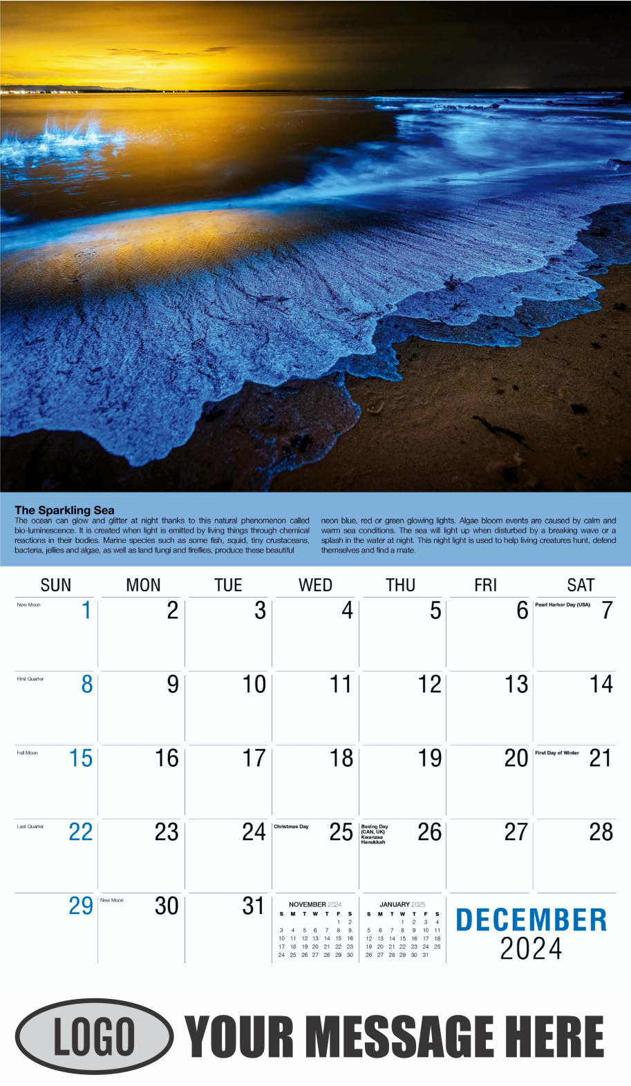 Planet Earth 2024 Business Promotional Wall Calendar - December