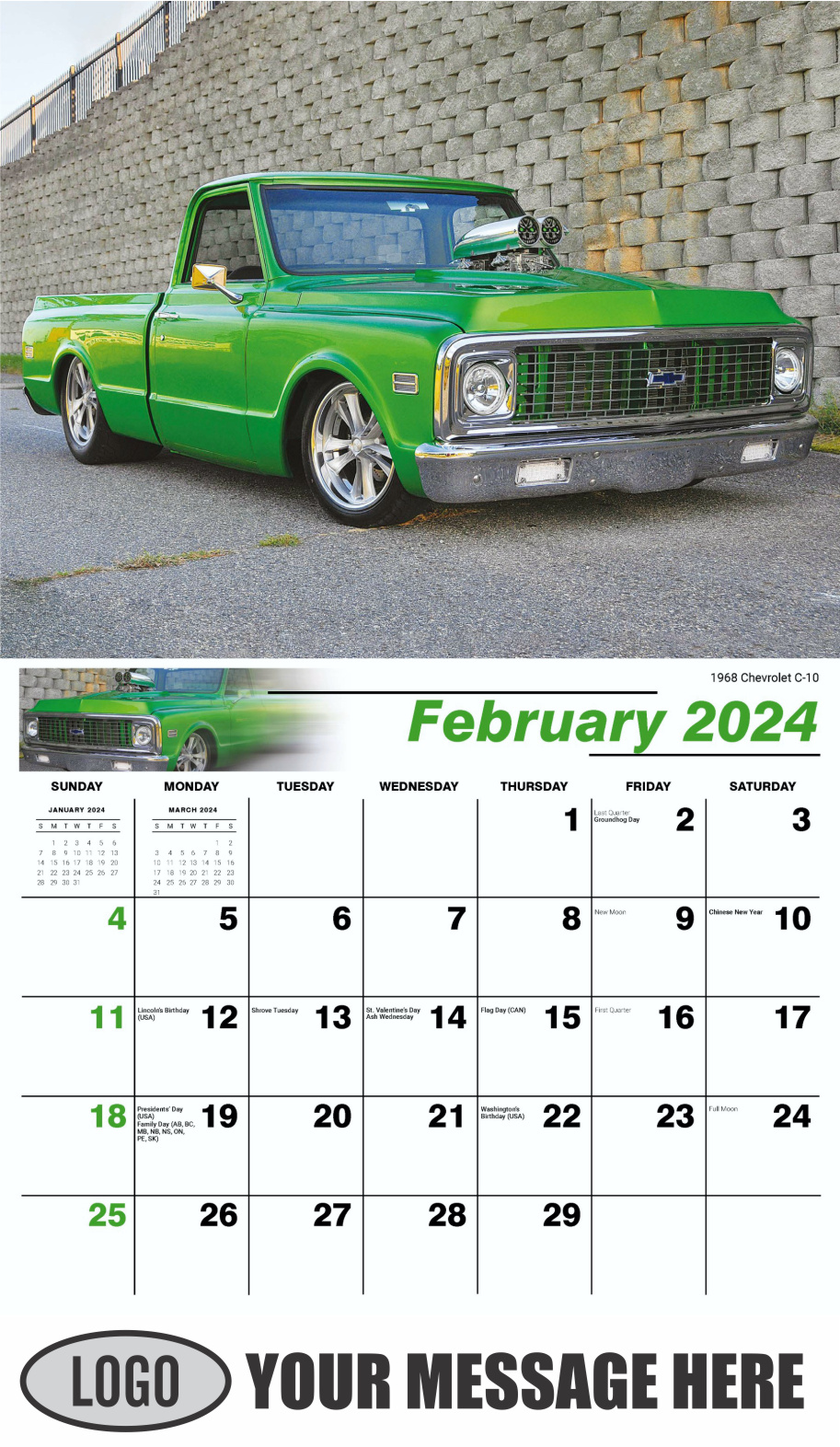 Pumped-Up Pickups 2024 Automotive Business Promo Calendar - February