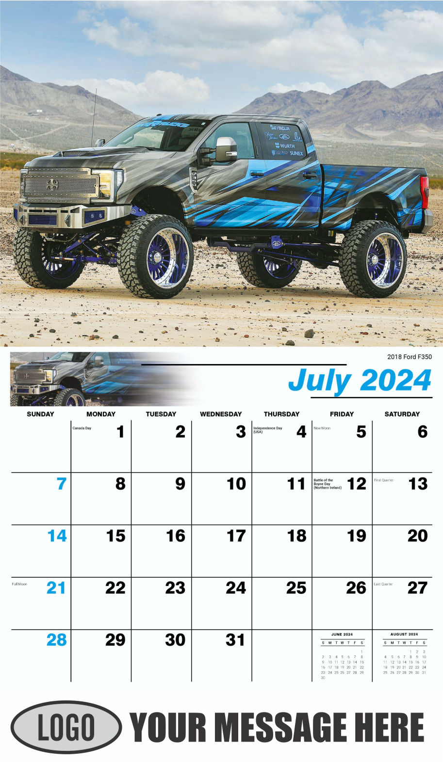 Pumped-Up Pickups 2024 Automotive Business Promo Calendar - July