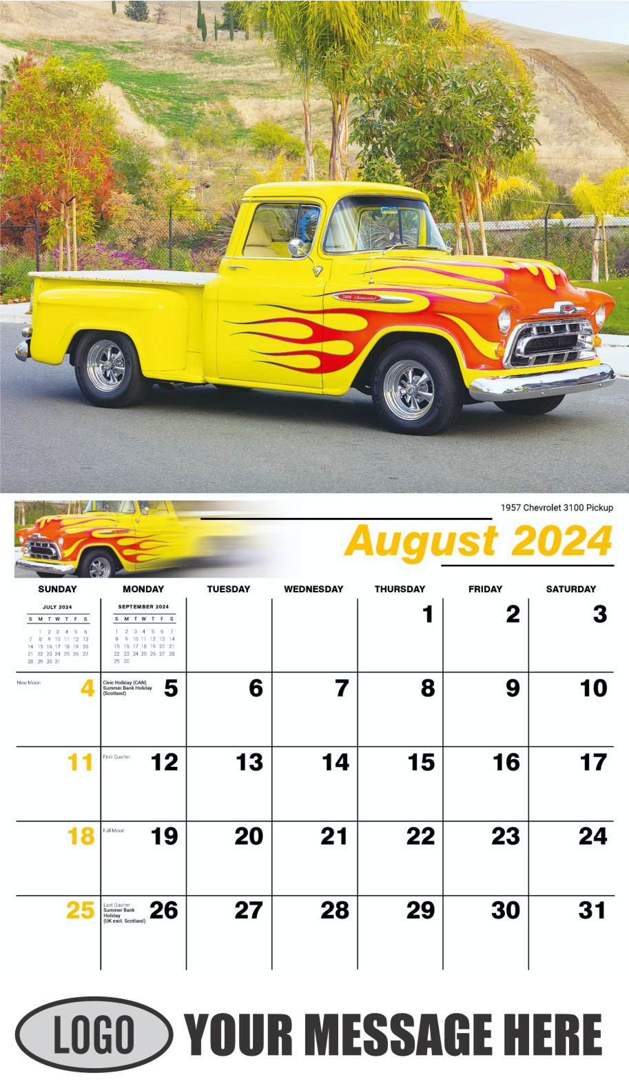 Pumped-Up Pickups 2024 Automotive Business Promo Calendar - August