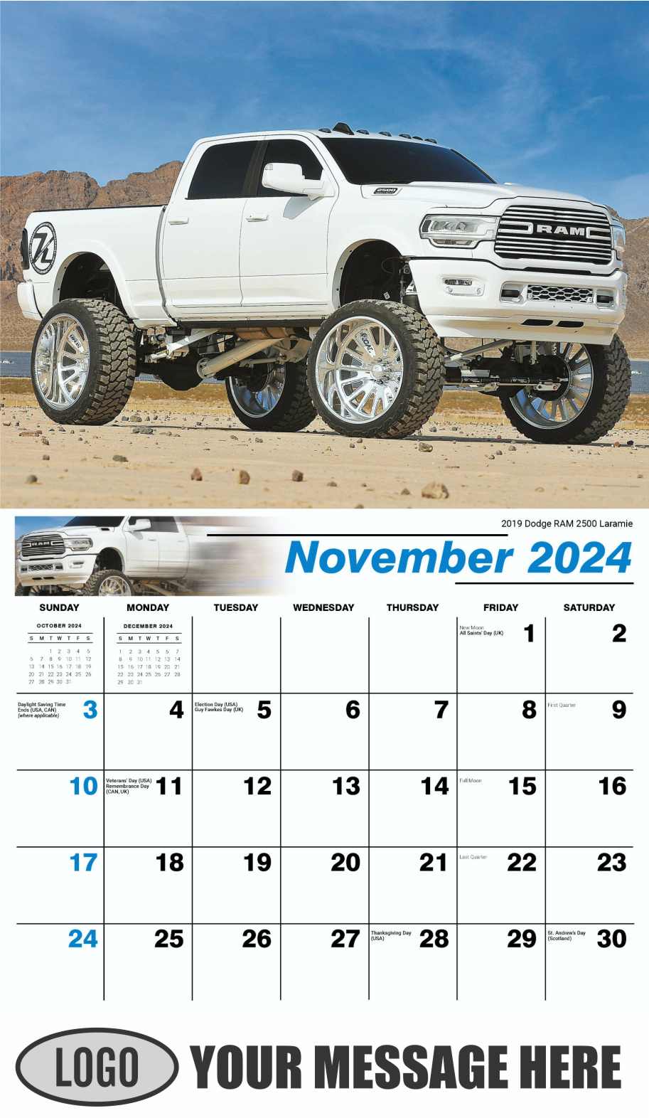 Pumped-Up Pickups 2024 Automotive Business Promo Calendar - November