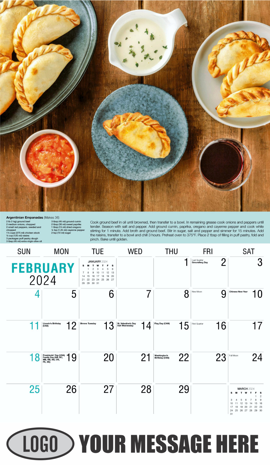 Recipes 2024 Business Promotional Calendar - February