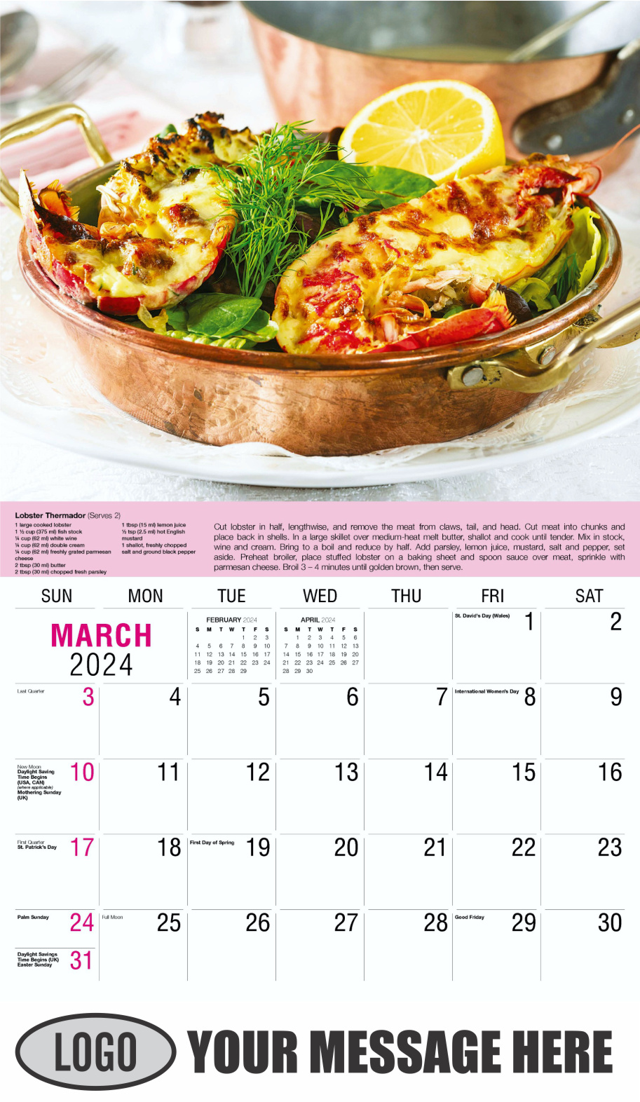 Recipes 2024 Business Promotional Calendar - March