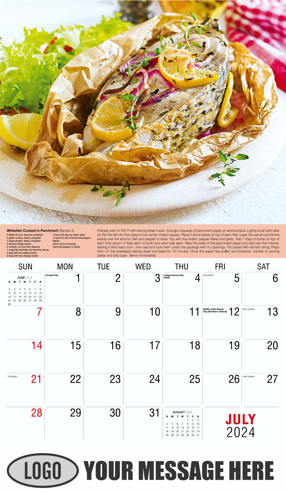 Recipes 2024 Business Promotional Calendar - July