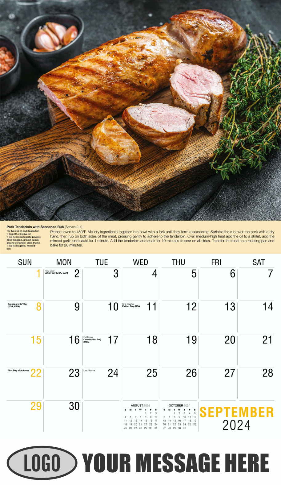 Recipes 2024 Business Promotional Calendar - September