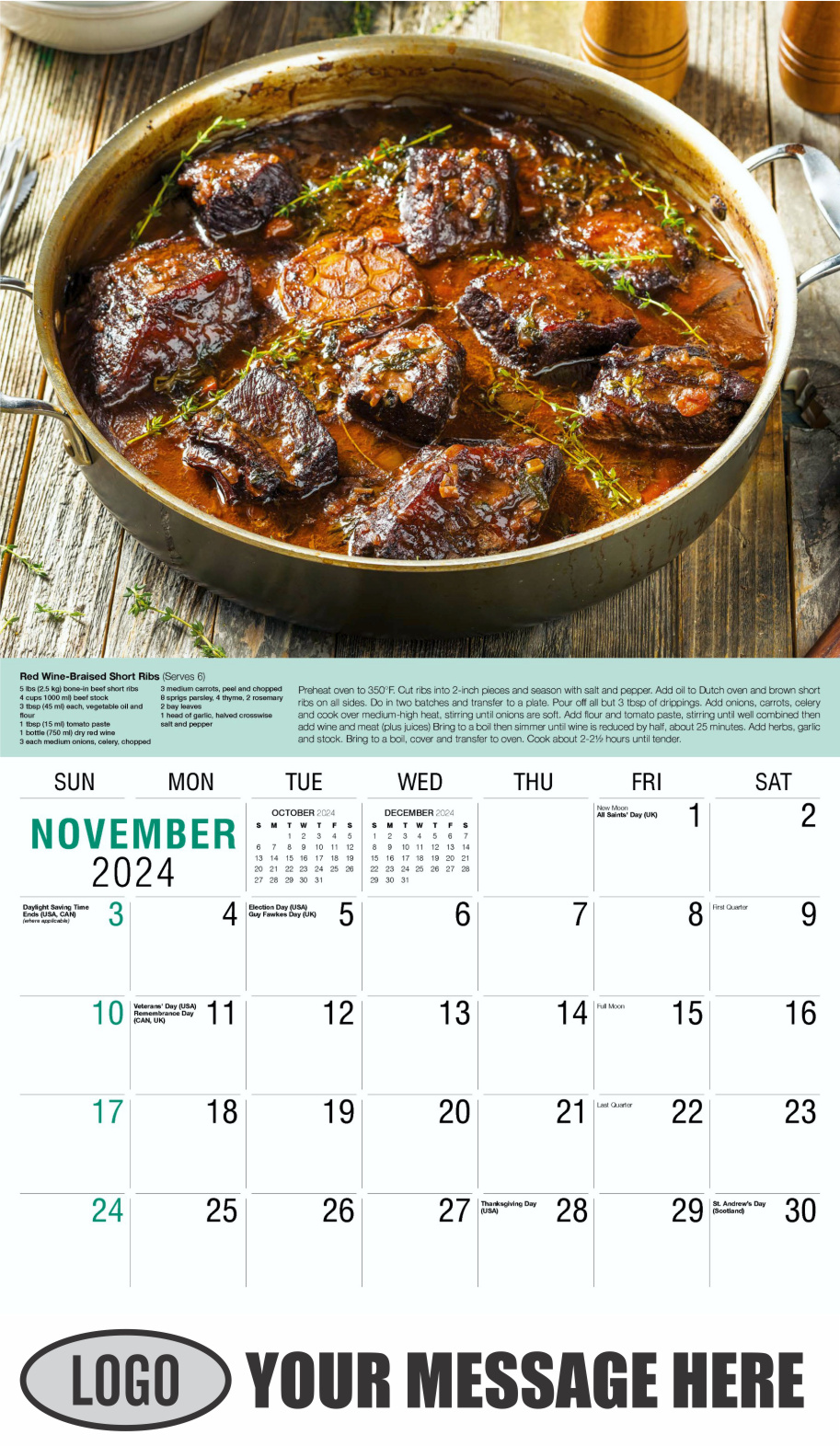 Recipes 2024 Business Promotional Calendar - November