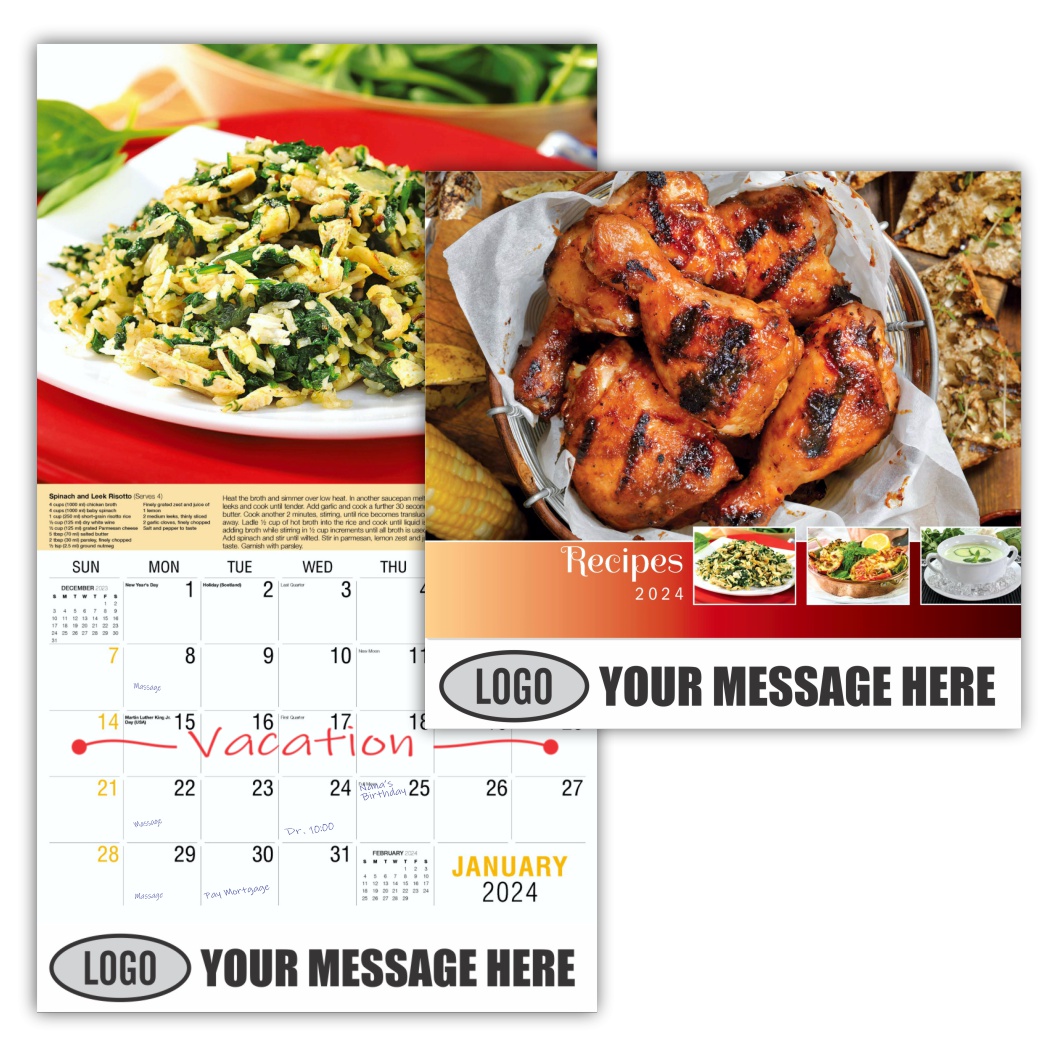 Wall Calendar With Recipes 2024 Elfie Helaina