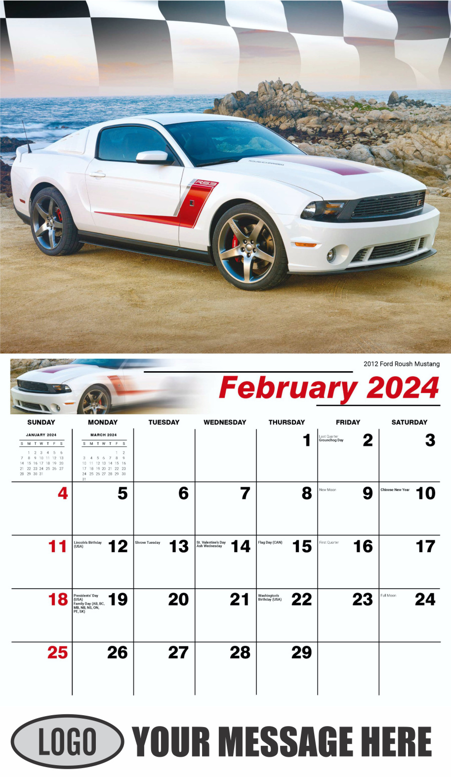 Road Warriors 2024 Automotive Business Promo Wall Calendar - February
