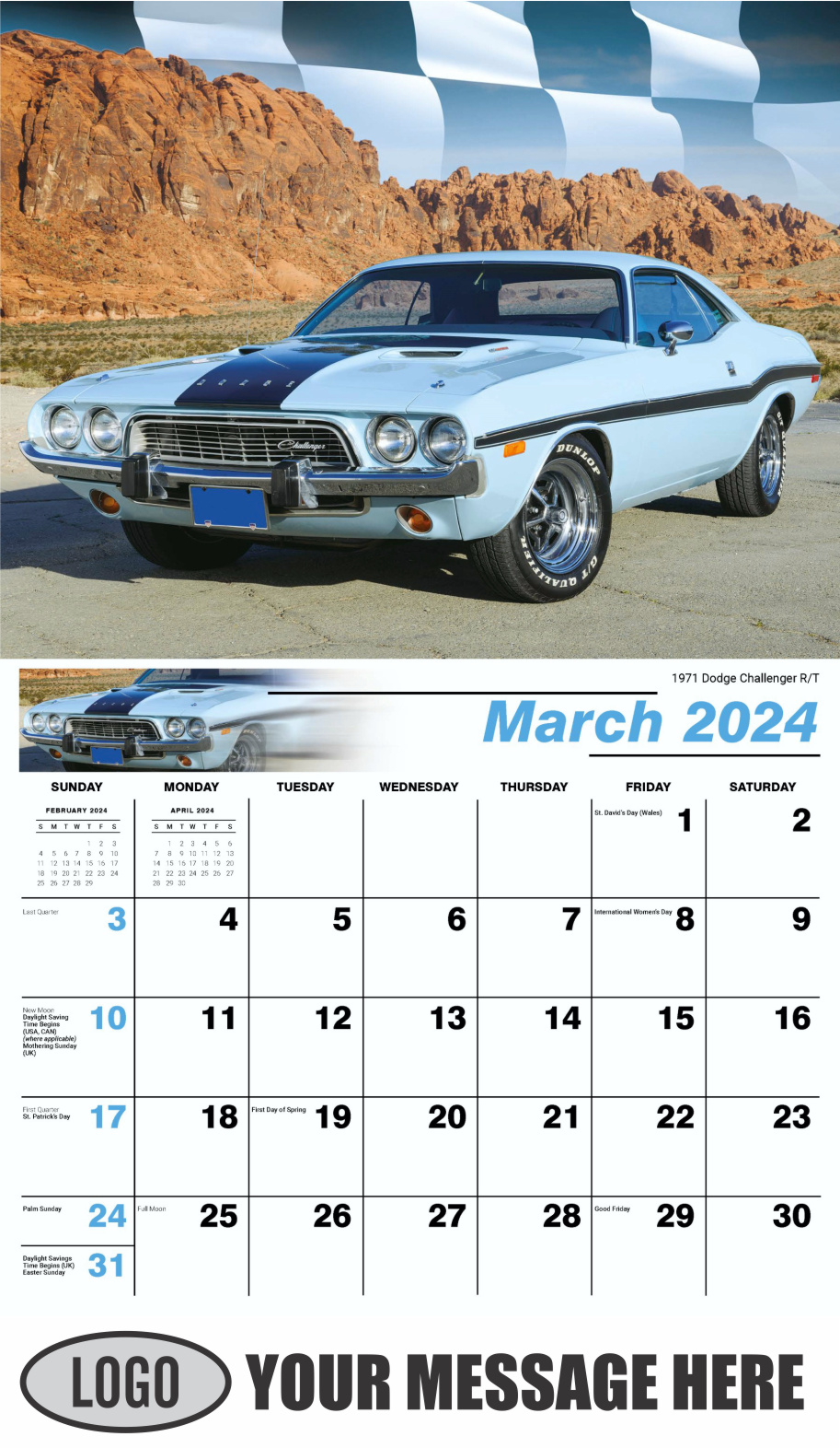 Road Warriors 2024 Automotive Business Promo Wall Calendar - March