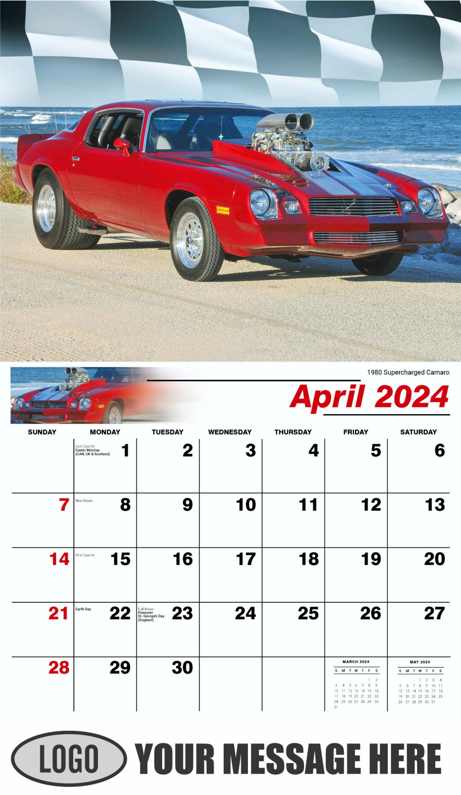Road Warriors 2024 Automotive Business Promo Wall Calendar - April