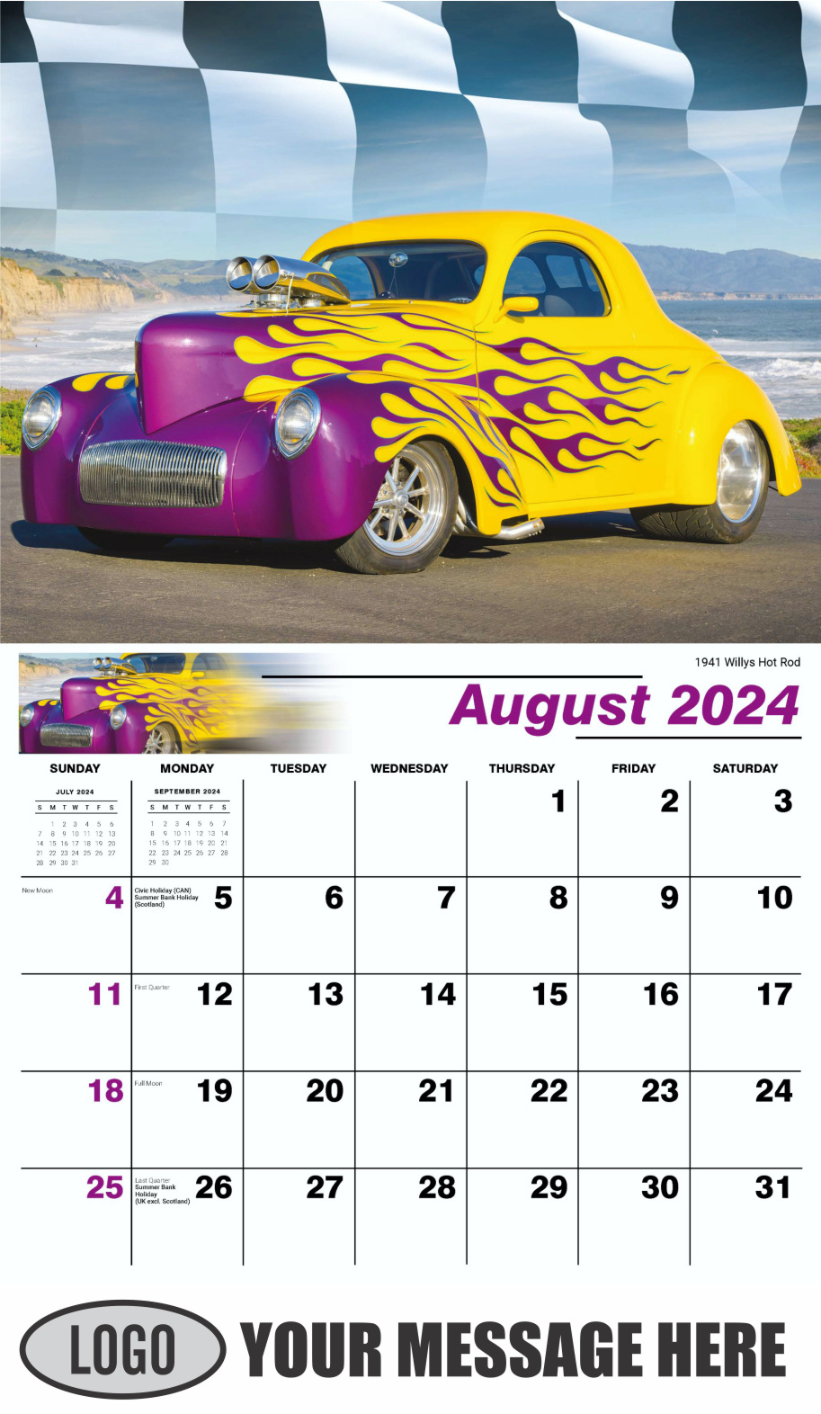 Road Warriors 2024 Automotive Business Promo Wall Calendar - August