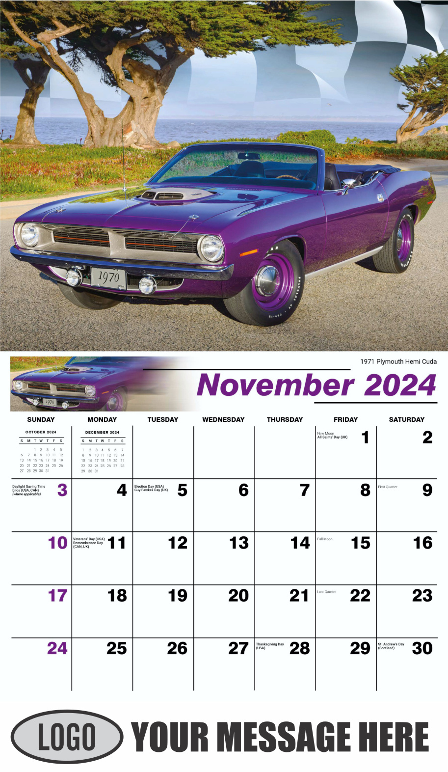 Road Warriors 2024 Automotive Business Promo Wall Calendar - November
