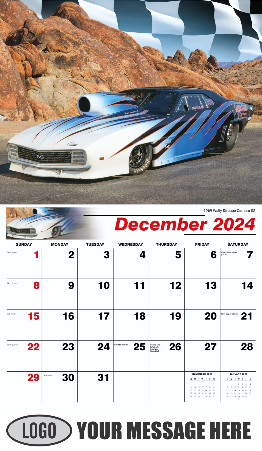 Road Warriors 2024 Automotive Business Promo Wall Calendar - December