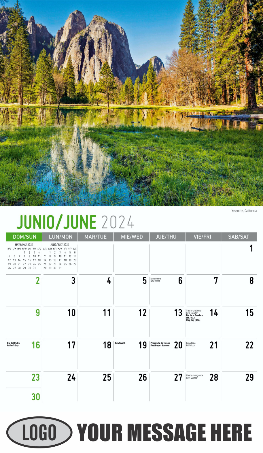 Scenes of America 2024 Bilingual Business Promo Calendar - June