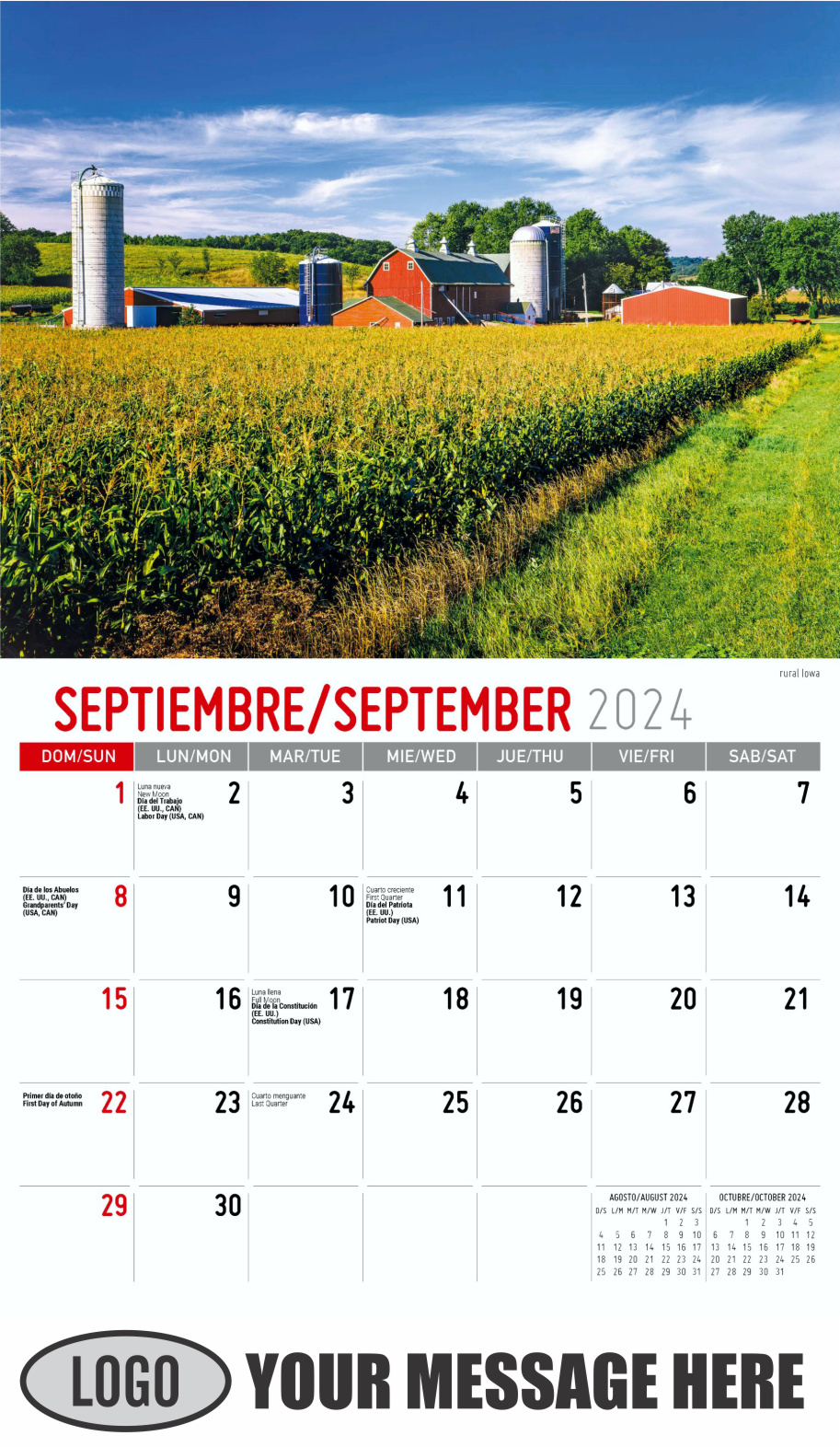Scenes of America 2024 Bilingual Business Promo Calendar - September