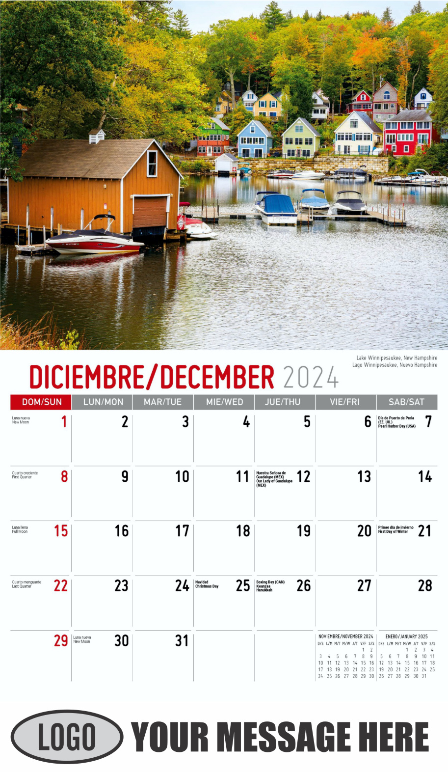 Scenes of America 2024 Bilingual Business Promo Calendar - December