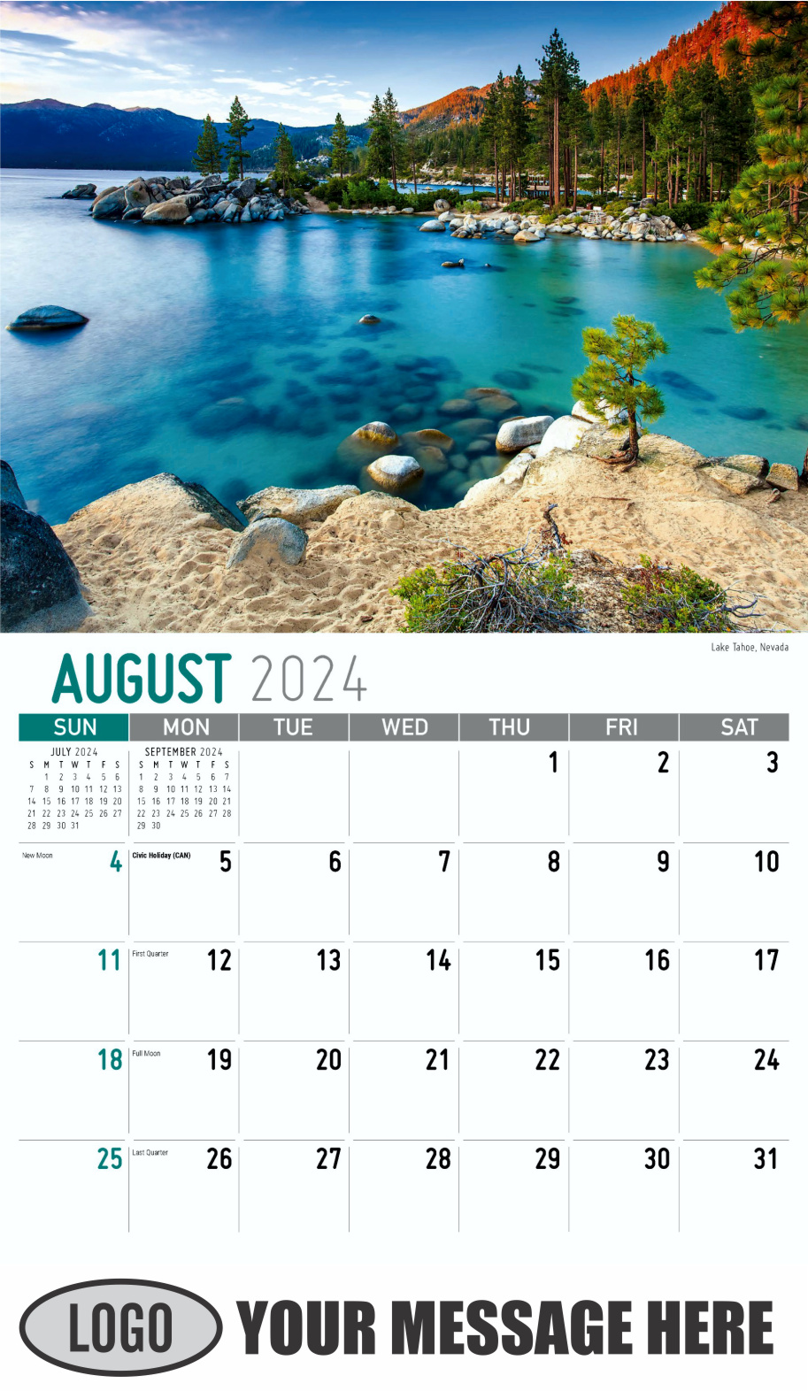 Scenes of America 2024 Business Advertising Wall Calendar - August