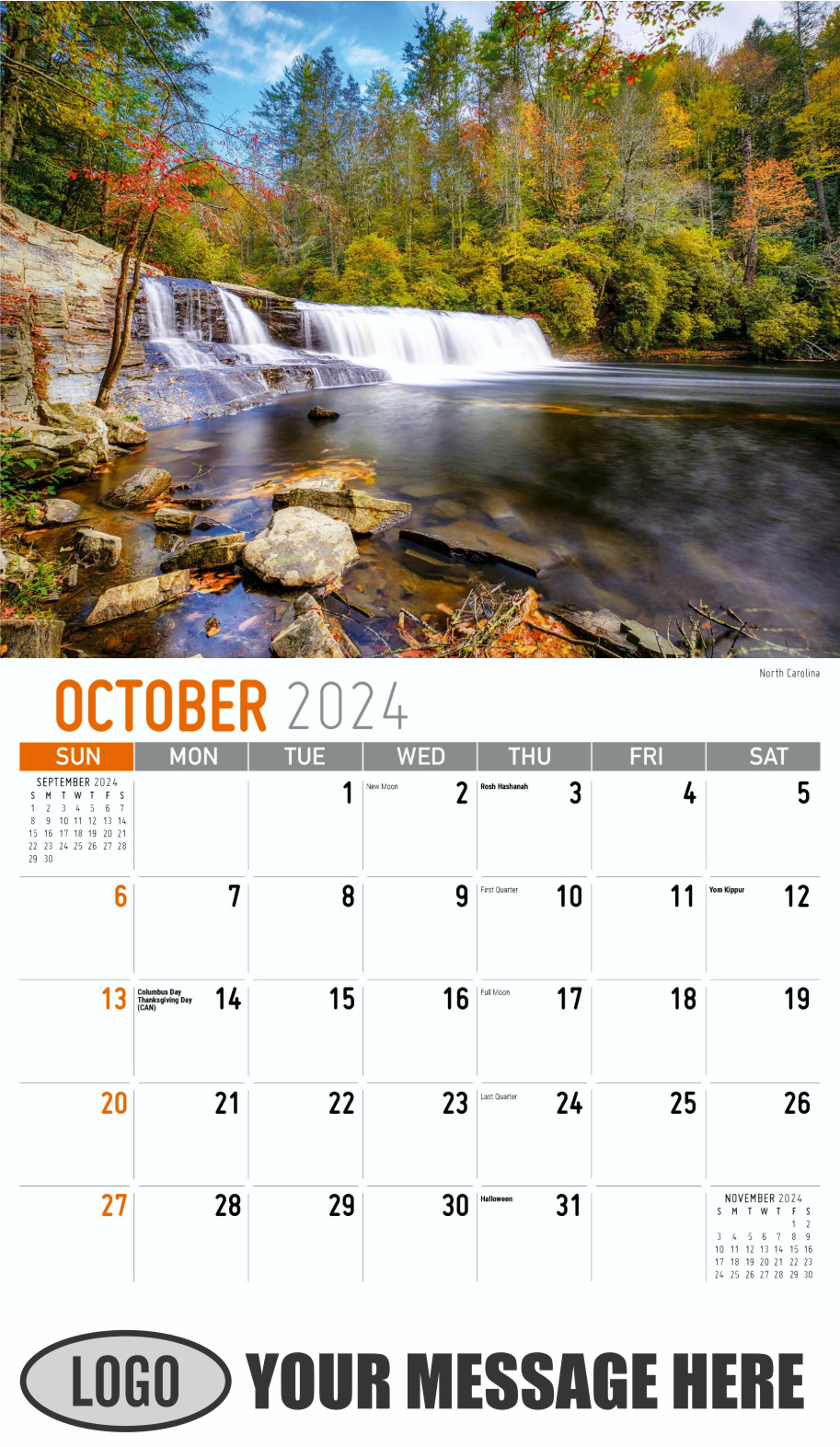 Scenes of America 2024 Business Advertising Wall Calendar - October