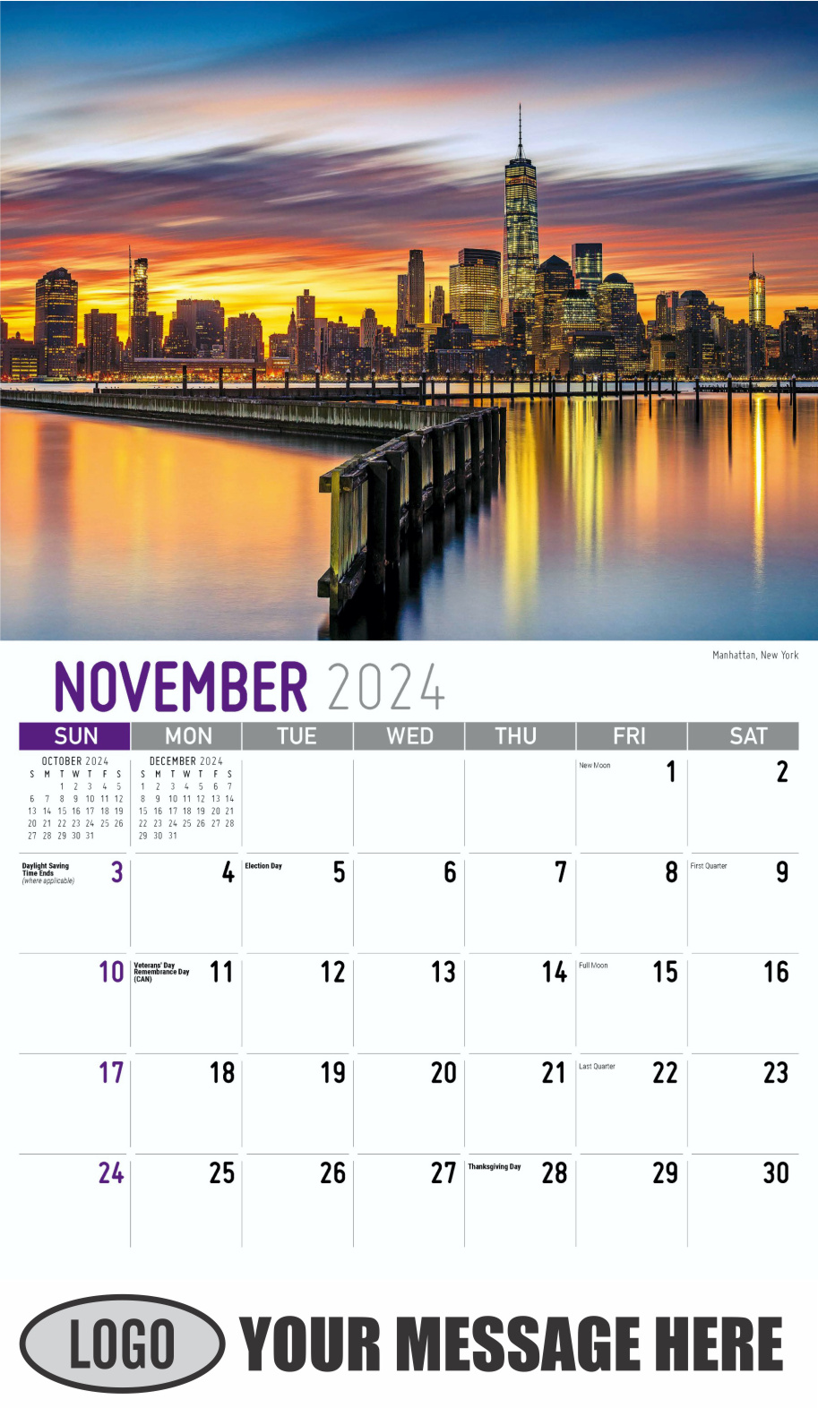 Scenes of America 2024 Business Advertising Wall Calendar - November