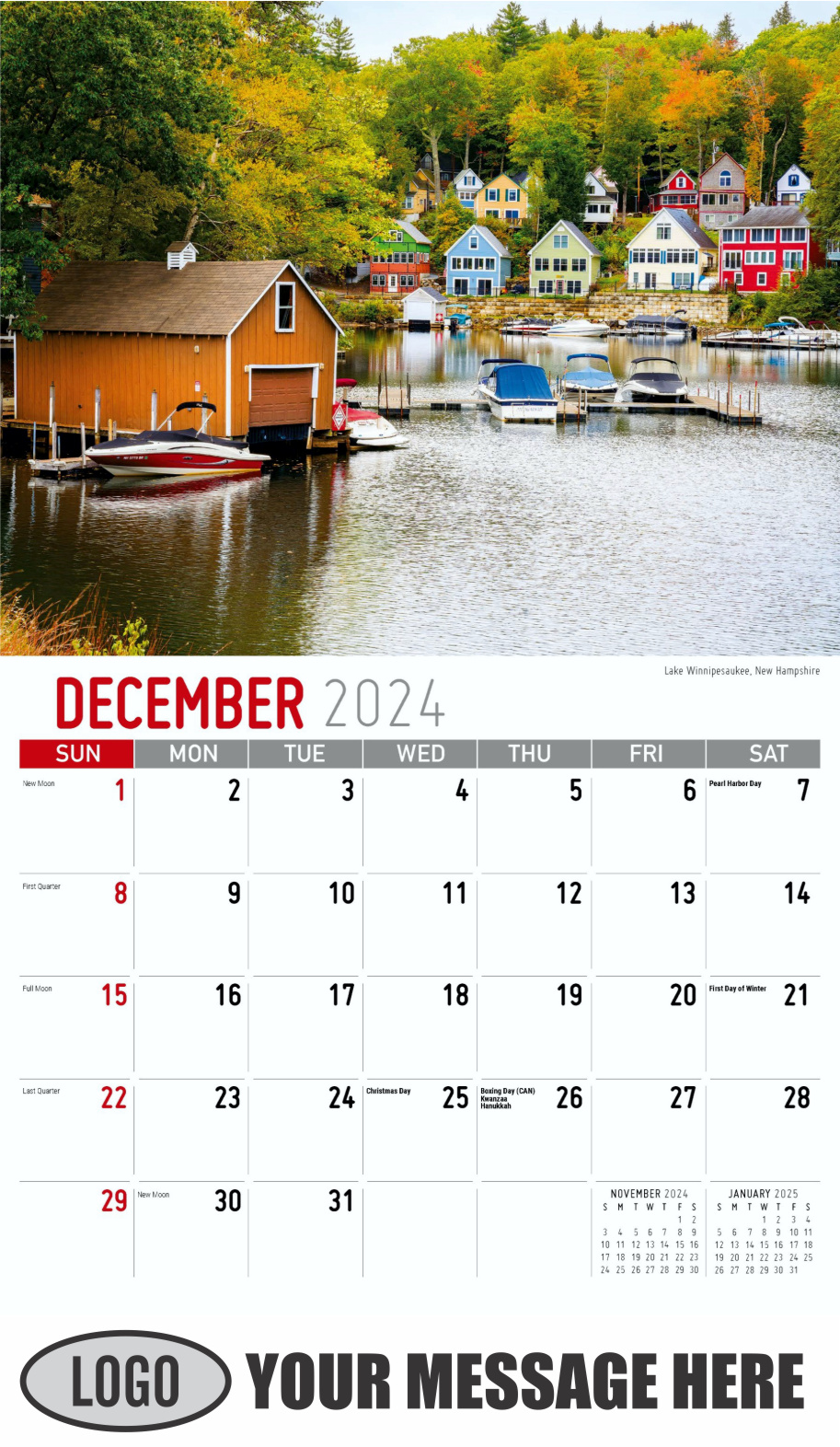 Scenes of America 2024 Business Advertising Wall Calendar - December