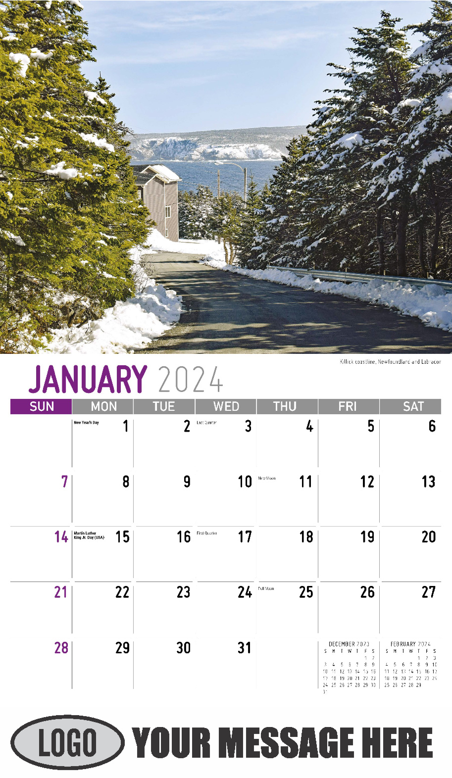 Atlantic Canada Scenic 2024 Business Promotion Calendar - January