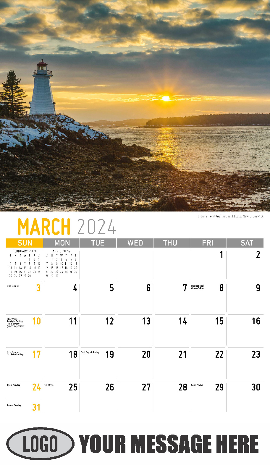 Atlantic Canada Scenic 2024 Business Promotion Calendar - March