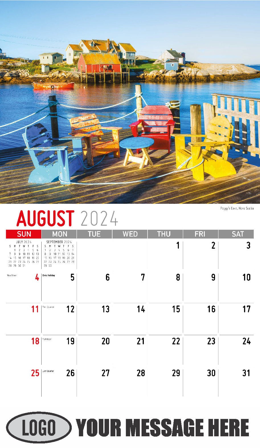 Atlantic Canada Scenic 2024 Business Promotion Calendar - August