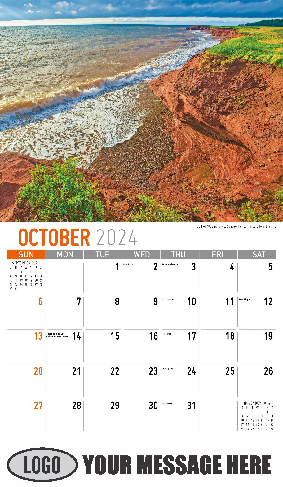 Atlantic Canada Scenic 2024 Business Promotion Calendar - October