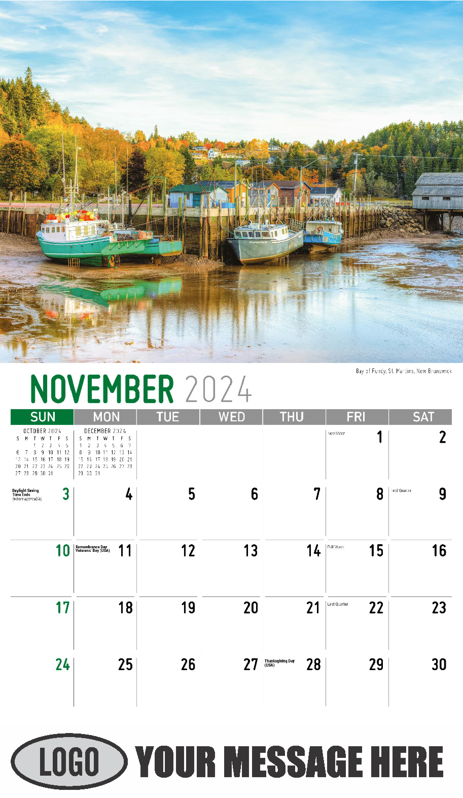 Atlantic Canada Scenic 2024 Business Promotion Calendar - November
