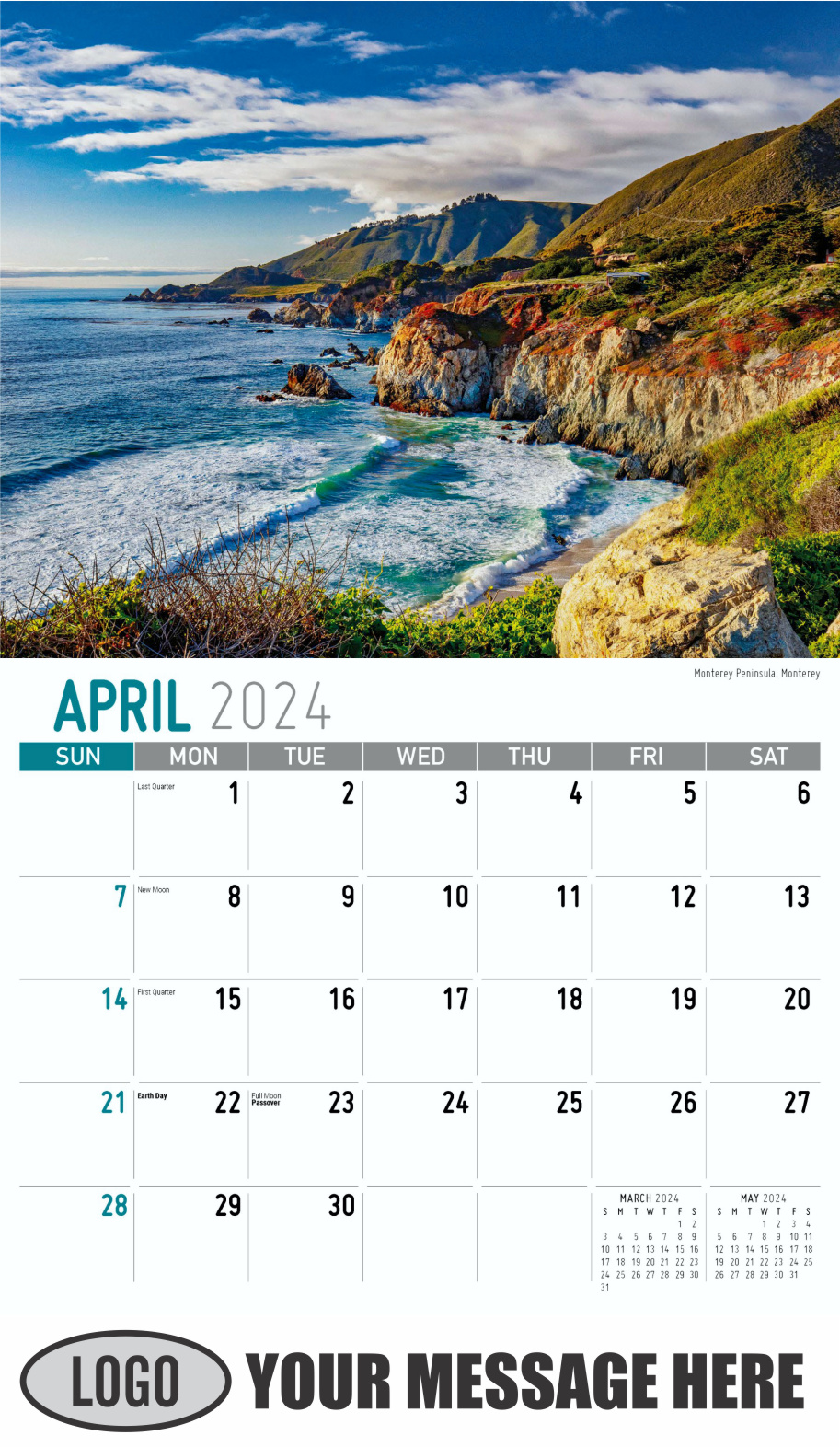 Scenes of California 2024 Business Advertising Wall Calendar - April