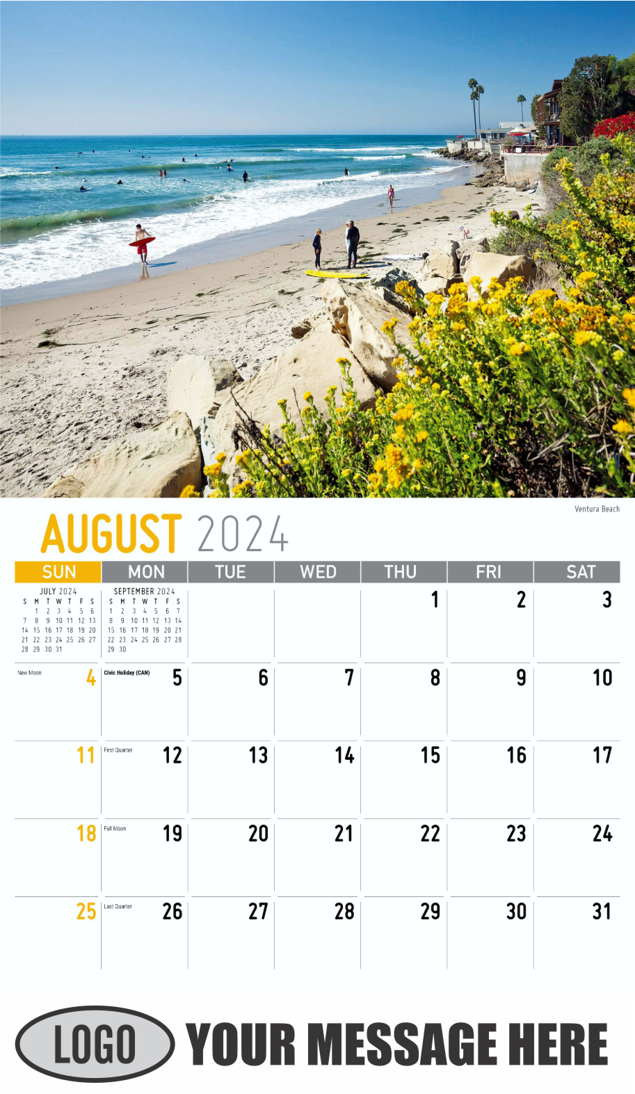 Scenes of California 2024 Business Advertising Wall Calendar - August