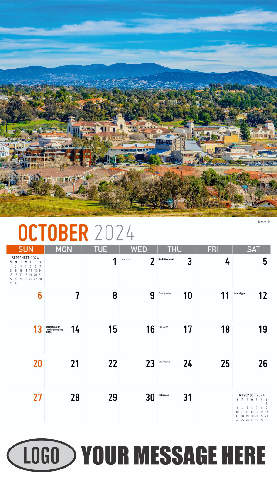 Scenes of California 2024 Business Advertising Wall Calendar - October