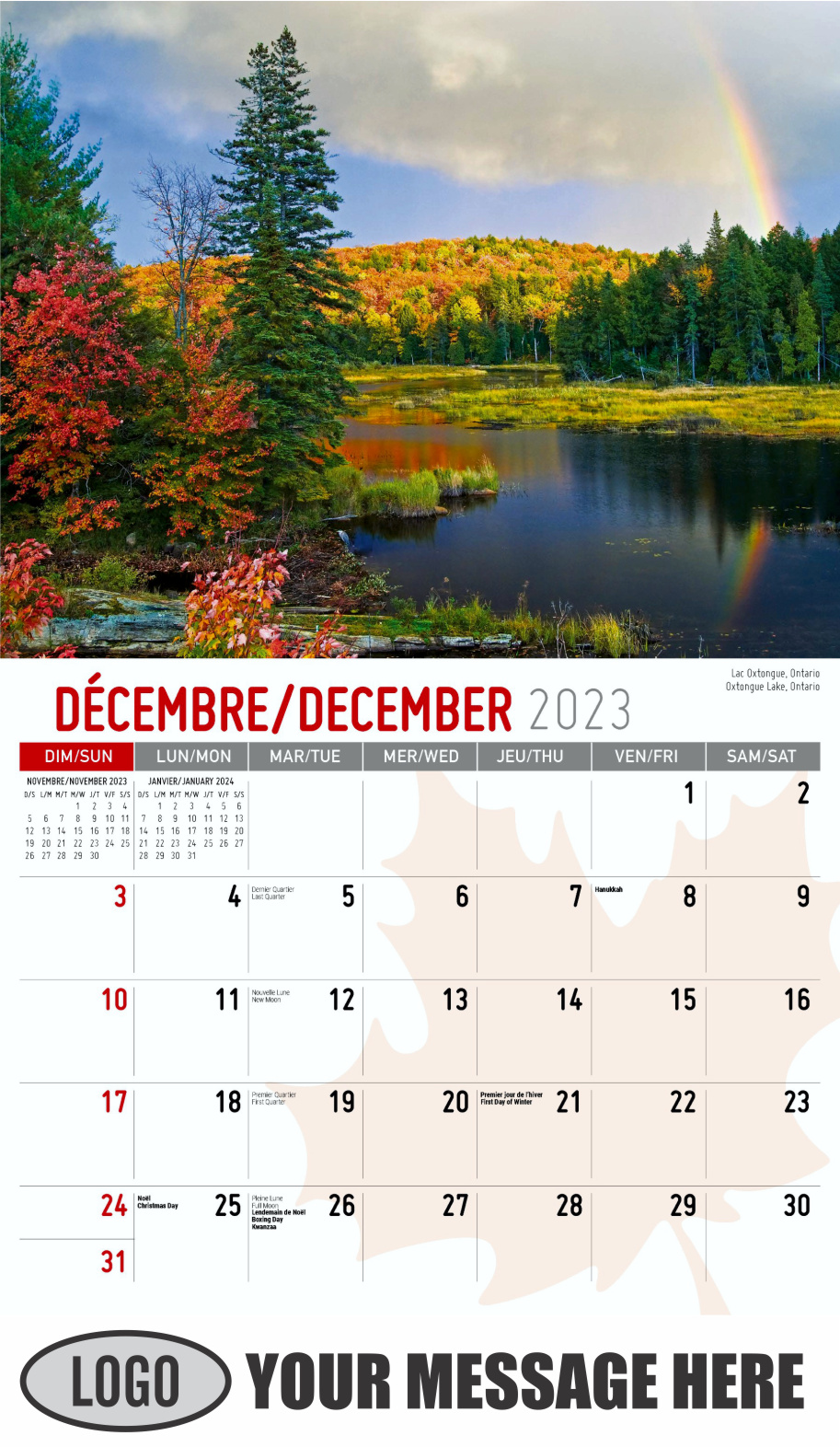 Scenes of Canada 2024 Bilingual Business Advertising Calendar - December_a