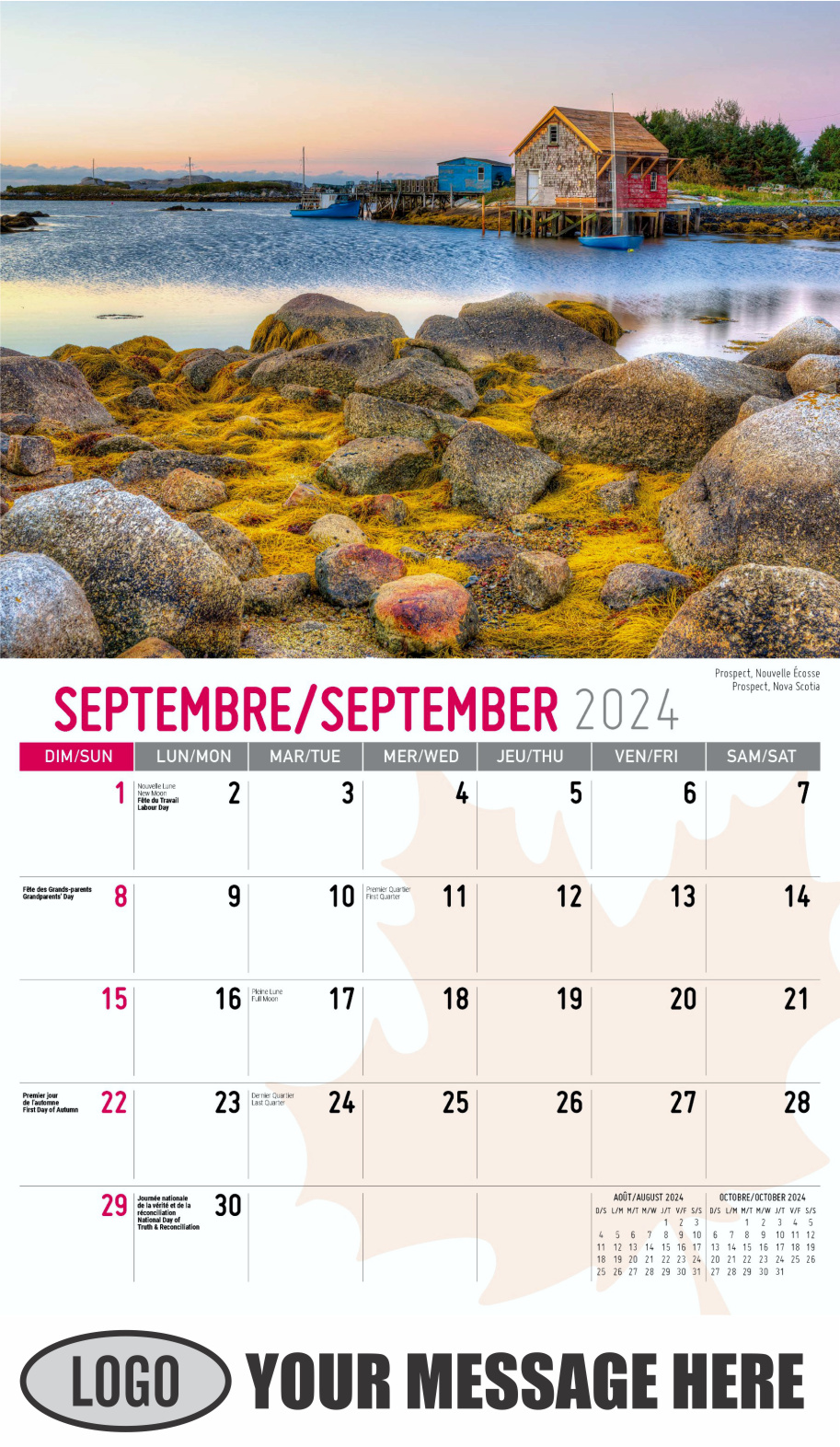 Scenes of Canada 2024 Bilingual Business Advertising Calendar - September
