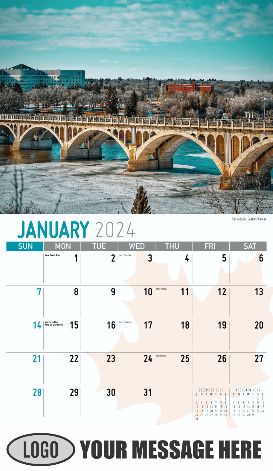 Scenes of Canada 2024 Business Promotion Wall Calendar - January
