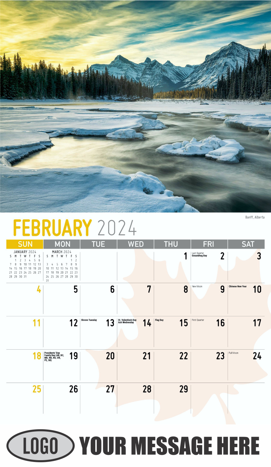 Scenes of Canada 2024 Business Promotion Wall Calendar - February