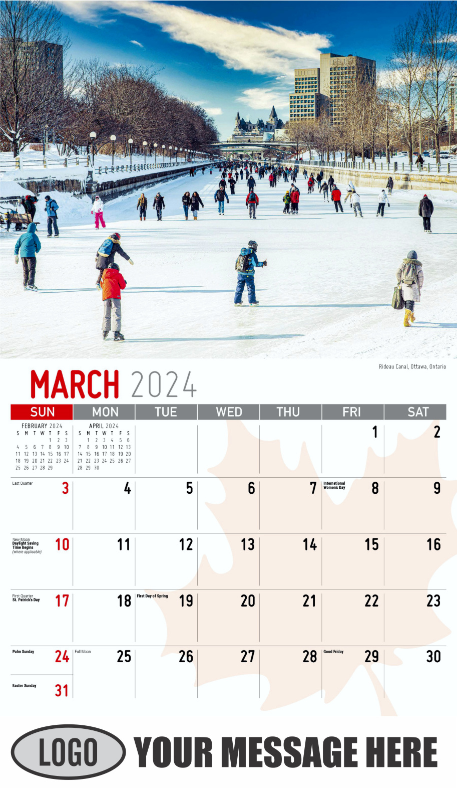 Scenes of Canada 2024 Business Promotion Wall Calendar - March