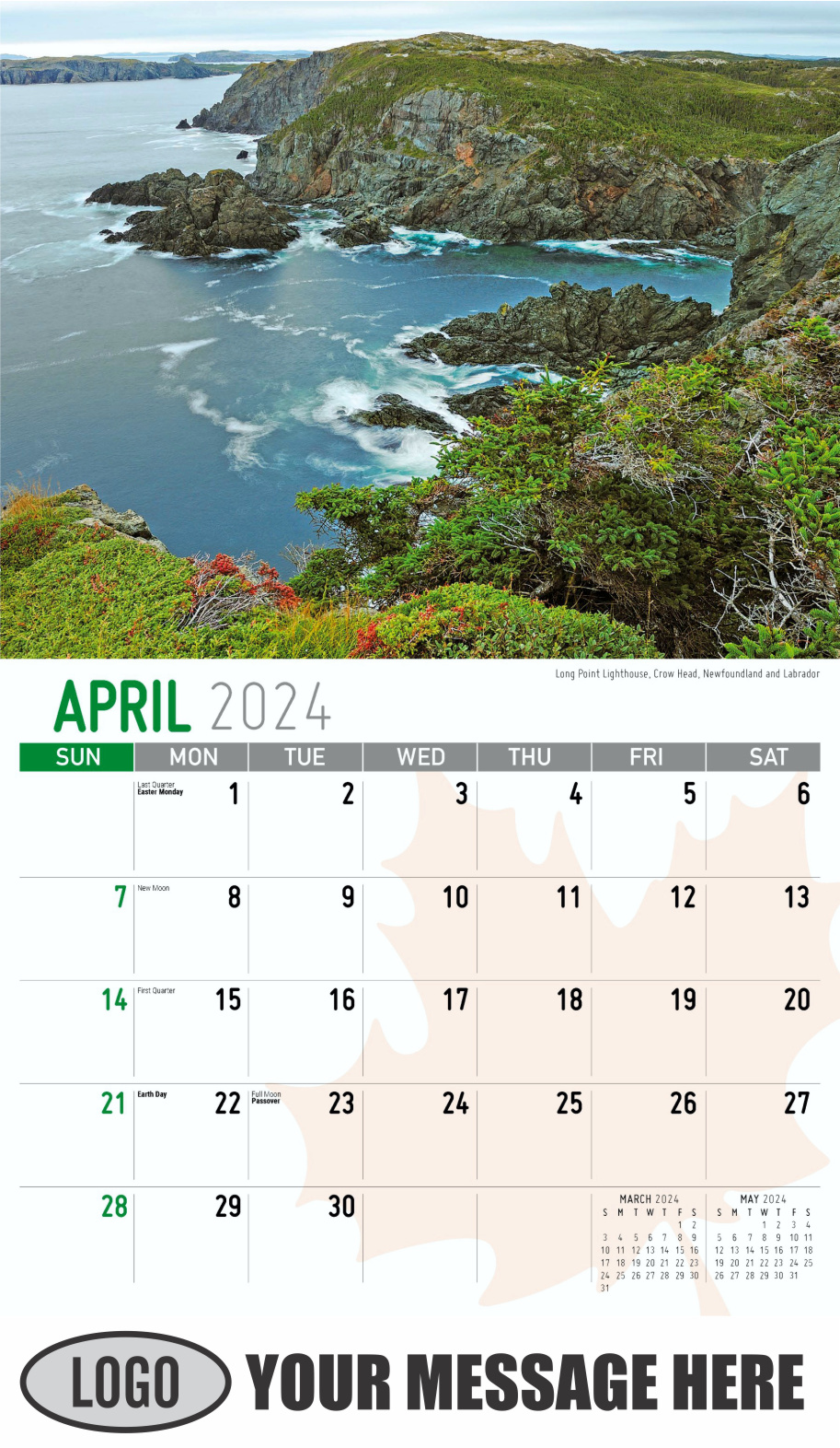 Scenes of Canada 2024 Business Promotion Wall Calendar - April