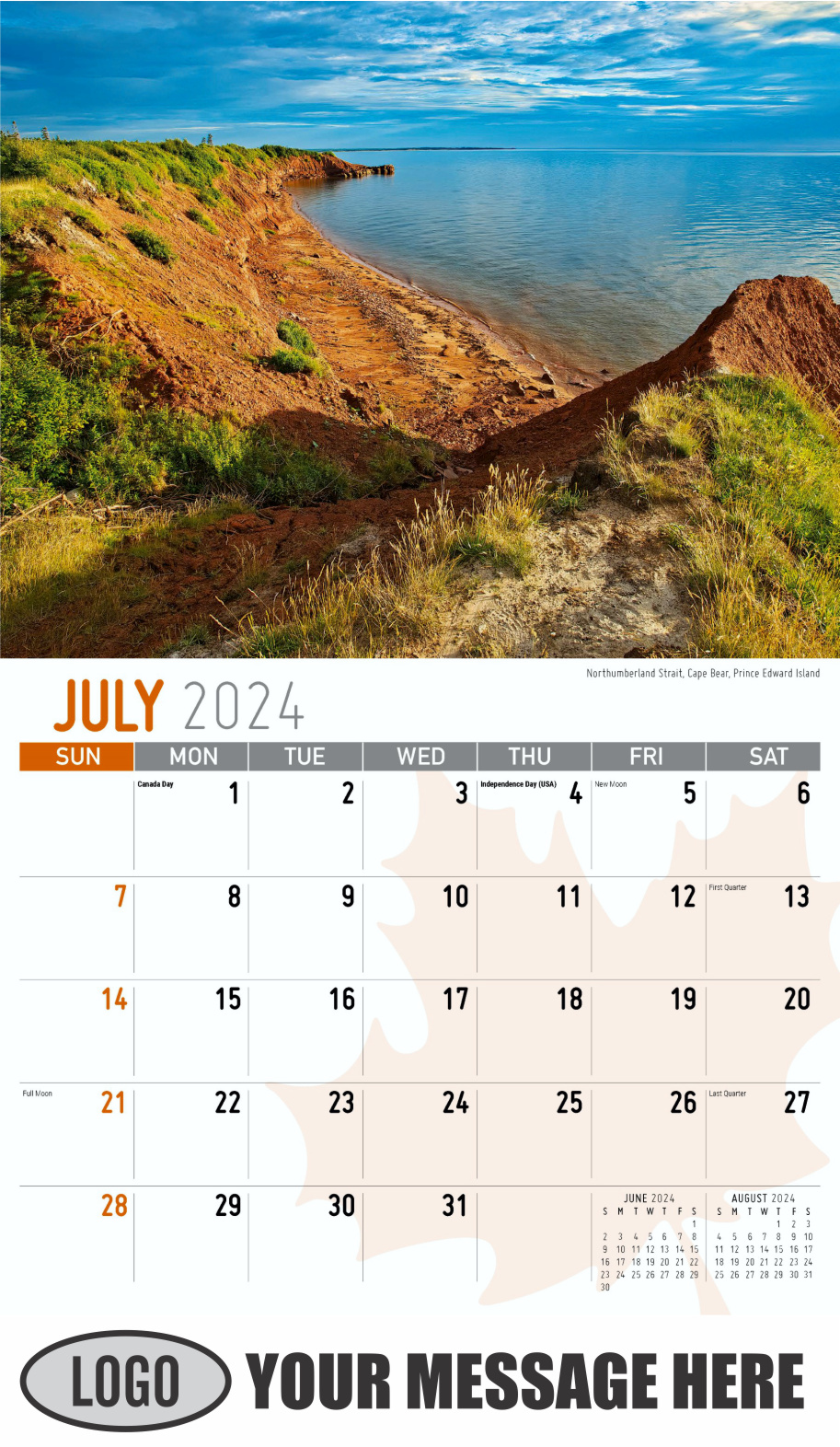 Scenes of Canada 2024 Business Promotion Wall Calendar - July