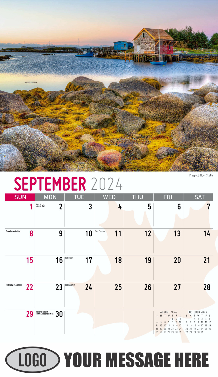 Scenes of Canada 2024 Business Promotion Wall Calendar - September